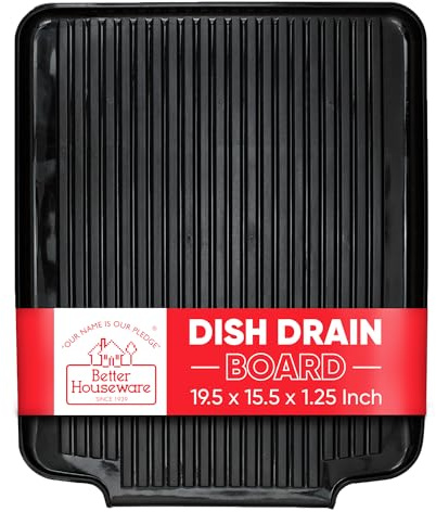 Better Houseware Drain Boards for Kitchen Counter 19.6 x 15.6 x 1.5 Black Dish Drainer Mat Shields Countertops from Water Damage
