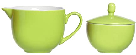 Ritzenhoff & Breker Milch- & Zuckerset Doppio, Grün, Milchkännchen/Gießer 170 ml, Zuckerdose ø 9 cm, aus Porzellan, Spülmaschinengeeignet