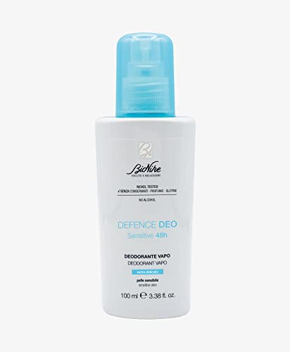 Bionike Defence - Deo Sensitive 48H, Latte Spray Deodorante Antitraspirante, Assorbe Il Sudore Fino A 48 Ore, Dona Ascelle Lenite E Protette, Dermatologicamente Testato, 100 Ml