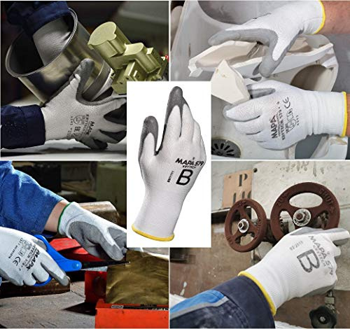 MAPA Professional KRYTECH 579 – Polyurethan-Handschuhe mit leichter Schnittfestigkeit für die Bereiche Automobilindustrie, Maschinenbau und Papierindustrie, weiß, Größe 9, (1 Paar), Schutzhandschuhe