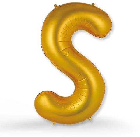 FUNXGO Globo de Foil XXL Letra S Oro - Relleno con Helio o Aire - Ideal para Cumpleaños, Boda, Aniversario & Fiesta - Globo Letra S Oro