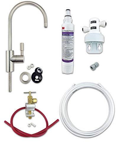 Kit filtro acqua potabile sotto il lavandino 3M con filtro AP2-C405-SG batteri nominale sistema completo fai da te (rubinetto in nichel spazzolato)