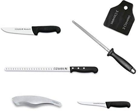 Hidalgo Cuchillos 3 Claveles Profesional Corte de Jamón + Pinza +chaira + Regalo Cubre Jamón