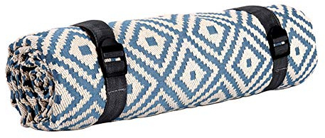 Picknickdecke aus Baumwolle Mit wasserdichter Rückseite Sanddicht Stranddecke tragbar Matte Mit Griff Waschmaschinenfest Teppich zum Garten Reise Camping Wandern 150x150cm 150x200cm (Blau Rot)