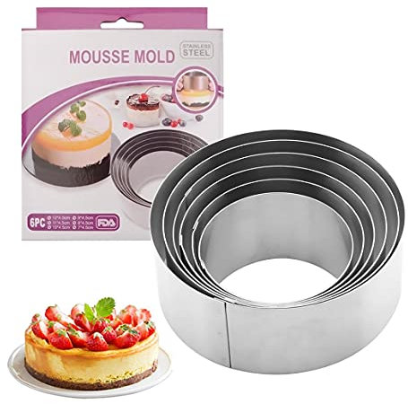Coppapasta Rotondo 6 pcs Coppapasta Tondi Acciaio Inox Tagliapasta Aperta Tondo Stampi,Per Pasticceria Bomboloni Set Taglia Biscotti Dolci e Torte(6 Misure)