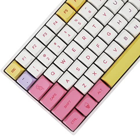 YMDK PBT Tastenkappen ZDA Ähnlich wie XDA Keycap Dye Sub für MX Keyboard 104 87 GK61 96 84 GK64 68 Tastenkappen (136 Ice Cream English)