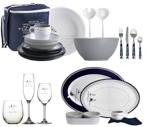 Marine Business Set di stoviglie Welcome On Board, Eat and Drink, Plus borsa per il trasporto