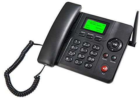 IBOWZ Telefono Fisso Telefono Fisso gsm Wireless - Quadband,Scheda SIM Wireless Telefono Fisso gsm Classico,Telefono Fisso,Antenna Esterna,per Hotel Home Office (Color : Black) Telefono gsm domest
