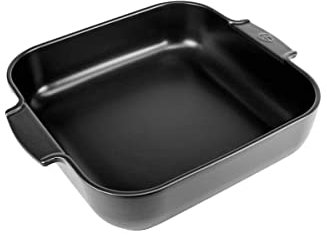 PEUGEOT - Plat Four En Céramique Carré - 36 cm (anses comprises) x 31 cm x 8,2 cm - Contenance : 5,4 L - Garanti 10 Ans - Fabrication Française - Coloris Noir Satin