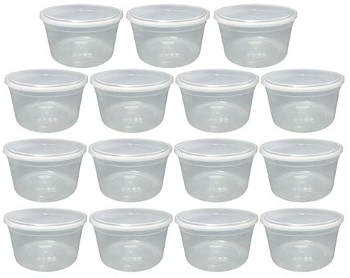 JMS we create smile (Pack of 15) Clear Large Round Plastic Meal Prep Containers Reusable BPA Free with Airtight Lids | Cake Storage Boxes - Microwave & Freezer Safe (4L Litre)