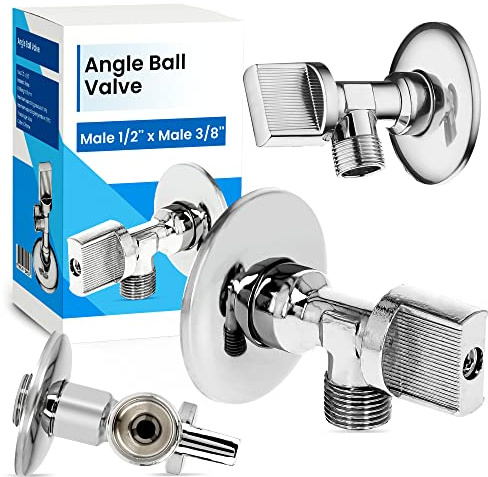 Eckventil Winkel Kugelhahn Absperrhahn Hahn Ventil 1/2 AG x 3/8 AG | Verchromt Messsing Wasseranschluß Korrosionsbeständig Langlebig Waschmaschine Geschirrspüler Eckregulierventil Schraubverschluss