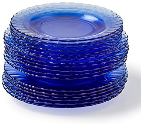 Duralex® Collection Le Picardie® - Piatto ondulato in vetro, 23 cl, zuppa da 23 cl e dessert da 20,5 cm, antigraffio, lavabile in lavastoviglie, adatto al microonde, prodotto in Francia (blu marino,