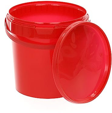 BenBow Eimer mit Deckel 1l rot 10x 1 Liter - lebensmittelecht, stabil, luftdicht, auslaufsicher, geruchsneutral - Aufbewahrungsbehälter aus Kunststoff, mit Henkel - leer