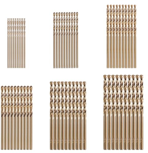 HPMAISON 60 Stück 1mm-3.5mm M35 HSS Cobalt Bohrer Kobalt Jobber Bohrer Set Spiralbohrer zum Bohren auf Edelstahl, Harte Stähle, Metall