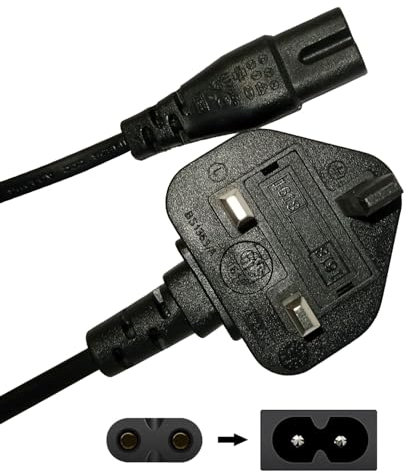 Fastronics® 2 Pin Mains Power Lead Fig Figure 8 Cable Compatible with PS4 PS5 Xbox Samsung Panasonic JVC Philips LG Sharp Sony TV Canon Pixma HP Brother Printer Asus Toshiba Laptop Charger UK (2M)