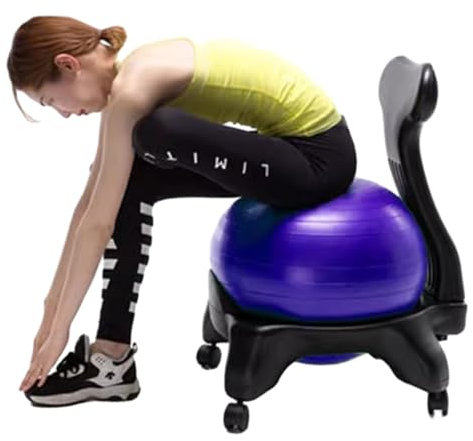 NUNETH Balance Ball Stuhl Rollender Gymnastikballstuhl Lila Ball, Ergonomischer Stütz-Balance-Ballstuhl für Den Schreibtisch Im Klassenzimmer, Schwangere Erwachsene Fitness-Yoga-Ballstuhl