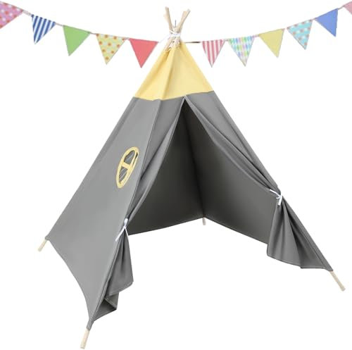 Sleeleece Tipi Zelt für Kinder Kindertipi Spielzelt Faltbares Spielhaus für drinnen oder draußen Für viel Spaß im Kinderzimmer für Jungen & Mädchen D