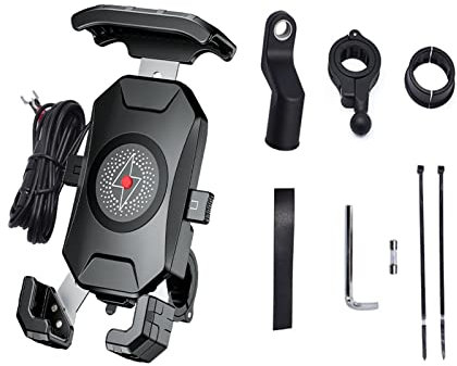 ZLJSHZS Navigationshalterung, Motorrad-Handyhalterung, Motorrad-Handyhalterung für Moto, unterstützt Telefon, mobiler Ständer, kabellose Ladegeräte, Fahrradmotor, Handyhalterung