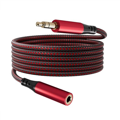 Qingfeicare 3.5mm Stereo Audio Extension Cable 5M - Male to Female Aux for Headphones, Earphones, Laptop, TV, PS4, MP3, Speaker, Smartphone