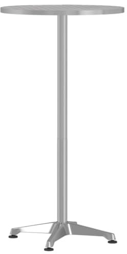 vidaXL Outdoor Bartisch, Bistrotisch Höhenverstellbar mit 4 Stellfüßen, Stehtisch für Garten Terrasse, Gartentisch Partytisch, Aluminium