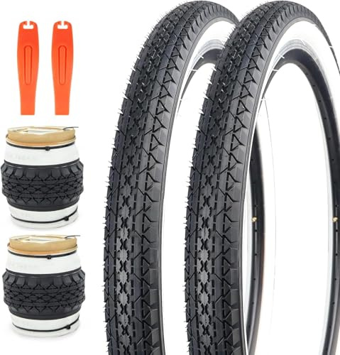 ZUKKA 2er-Pack Fahrradreifen 26 x 2,125 Zoll Fahrradmantel Faltbar Reifen 57-559 Weiß Wand Reifen Fahrrad Ersatzreifen für Beach Cruiser Bike Fahrrad Mantel