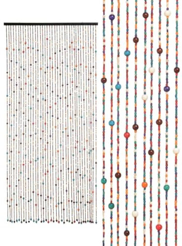 Generisch Hölzern Natur Perlenvorhang 90x190cm 38 Strängen Tür Hängende Perlen Bambus Türvorhang, Handarbeit Natur Türvorhang, Für Schlafzimmer Wohnzimmer Balkontür