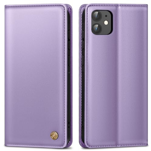 AIMOYU Handyhülle für iPhone 11 Hülle,Premium Lederhülle Schutzhülle Tasche für iPhone 11 Hülle Wallet Kartenfach Standfunktion Klappbar Flip Case für iPhone 11 Hülle,Lila