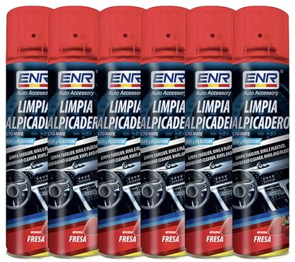 ENR-Limpia Salpicaderos Coche, Limpiador Tapiceria Coche,Limpia Tapicerias Coche Vinilo Y GOMA-Protector Interior Coche Protege Daño UV-Aire Evolución（FRESA）EFECTO MATE-seis-400ml