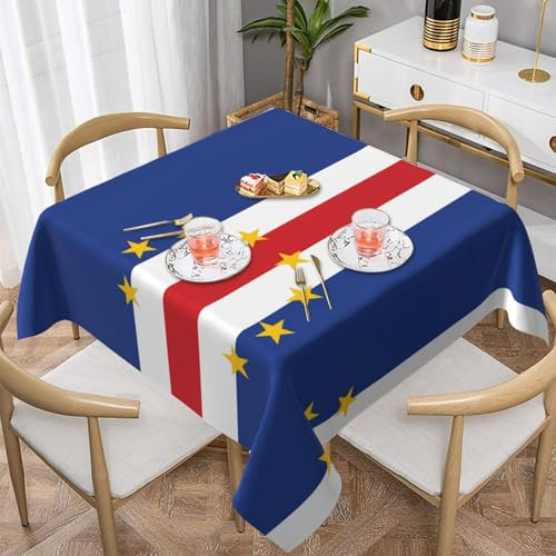 WZYWHJ Square Decorative Tablecloth 54x54 tablecloths Coffee Table Cloths Washable and Reusable Flag of Cape Verde Printed