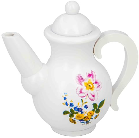 Seiffener Volkskunst | Räuchermännchen Räucherfigur | Räucherkanne Kaffeekanne Kanne | Erzgebirgische Volkskunst | Höhe 12 cm | mit Blümchen