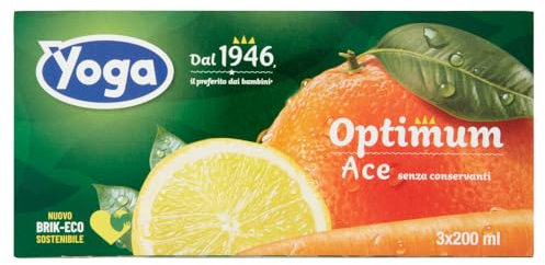 Yoga Succo di Frutta ACE Optimum, Senza Conservanti, Confezione da 3 x 200 ml