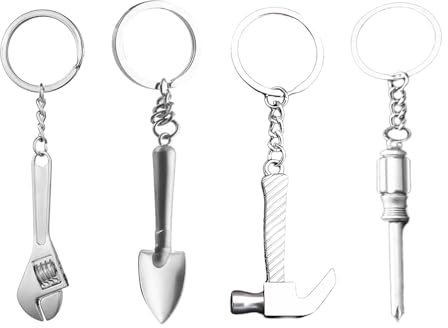 Yilceemy 4 Stück Zimmermannswerkzeug Schlüsselanhänger, Schlüsselanhänger, Schraubenschlüssel Werkzeug Schlüsselanhänger, Können als Rucksackdekoration und Geschenk Verwendet Werden