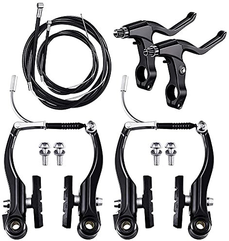 Restikiant Komplettes Fahrrad und Mountainbike Set, V Bremse + ÄUßEre Kabel + Hebel + Vorder und Radbremse Kabel Fahrrad Bremse ZubehöR