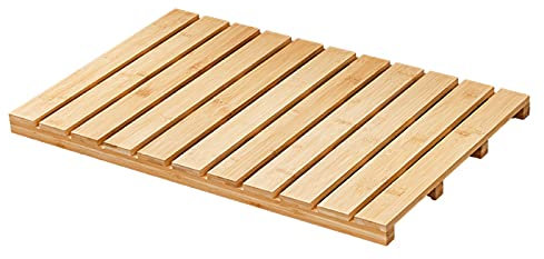 Caillebotis de bagnoire Bambou, Tapis de douche en bambou pour douche intérieure, tapis de sol de salle de bain naturel, tapis de bain antidérapant et imperméable pour piscine, spa, sauna, bain à rem