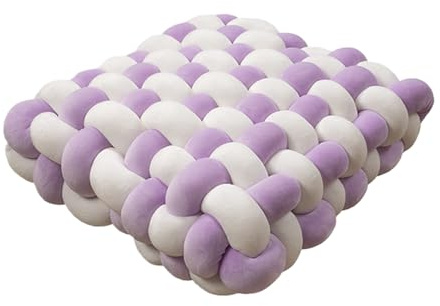 Mxshc Almohada de nudo cuadrado de felpa suave anudada, cojín de nudo, cojín de sofá, almohada decorativa para sala de estar, soporte de espalda, decoración del hogar, 33 x 33 x 12 cm