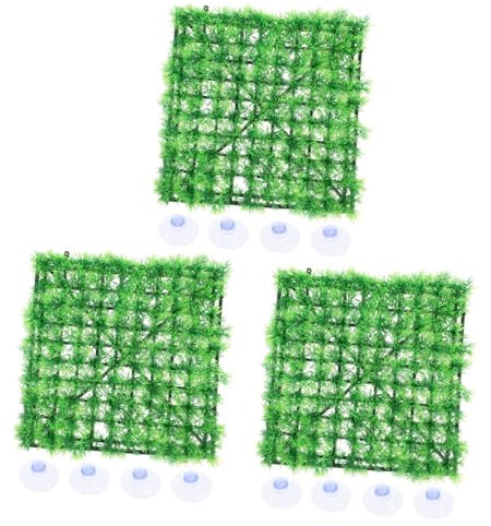 Toddmomy 3pcs Artificial Grass Rug Grass Mats for Aquarium Realistic Green Grass Pads Fish Tank Mats