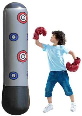 Sacchetto di punzonatura gonfiabile, sacchetto di punzonatura gonfiabile per Les,Borsa da boxe per - Strumento di allenamento di karate, 53 pollici rimbalzo indietro boxing giocattolo per 5-12 anni