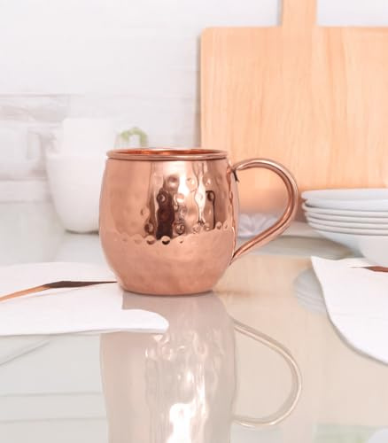 Orrizen The Gilded Sip Copper Beer Mule Mug S/4 100% Pure Copper Mugs Large 16 oz Moscow Mule cocktail but can be used for a variety of beverages.