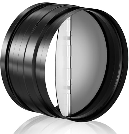Hon&Guan Raccord de conduit 150 mm avec clapet anti-retour Raccord de tuyau avec clapet anti-retour, joint en caoutchouc, circulation d'air unidirectionnelle, acier galvanisé noir
