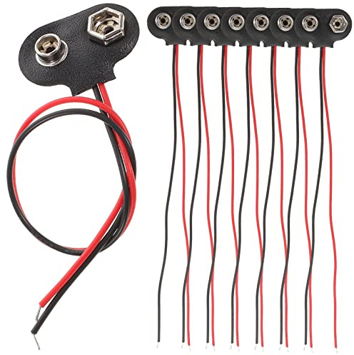 SHINEOFI Conector De Cable De Batería 9v Tipo t Cable Conductor De 6 Cm para Electrónica DIY Accesorios para Proyectos Eléctricos y Clip De Sujeción Color Negro