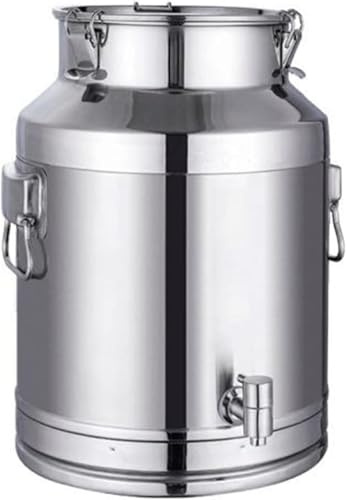 Lattiera in Acciaio Inox 5L/6L/7L/8L/9L/14L – Secchio Alimentare con Coperchio Ermetico e Rubinetto – Contenitore Multiuso per Acqua, Vino, Olio, tè, Cucina o Fattoria,5L