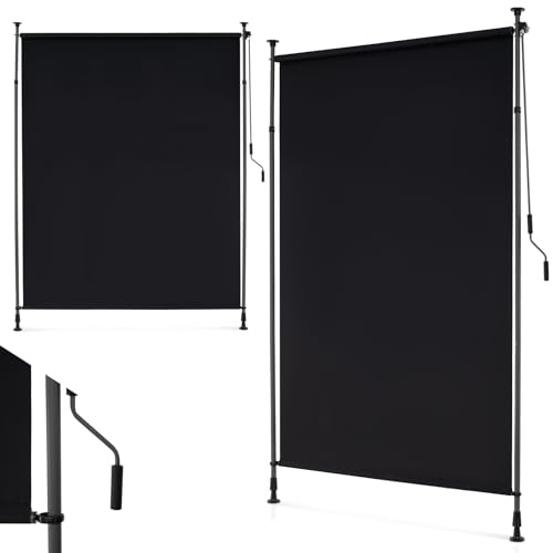 COSTWAY Senkrechtmarkise Außen, Vertikalmarkise 200 x 220-310 cm Höhenverstellbar & Ausziehbar, Balkon Markise ohne Bohren, Balkonrollo mit Kurbel, Sichtschutz Sonnenschutz für Balkon, Terrasse