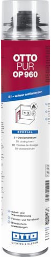 OTTO-PUR OP960 750 ml Espuma de protección contra incendios B1 espuma dosificadora de espuma de montaje para relleno, aislamiento y aislamiento, espuma de construcción de aislamiento acústico 60 dB