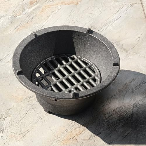 Griglia a Carbone in ghisa, fornello per Barbecue da Esterno, fornello per Barbecue Portatile, con Maniglia e teglia, per Picnic all'aperto con pentola Calda (Piccolo)