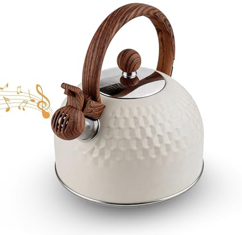 Bouilloire Sifflante, Bouilloire Sifflante Induction 2,5 L Inox Théières pour Cuisinière Poignée Résistante à la Chaleur Tous Feu Donc Induction Théière avec Sifflet pour Thé Café