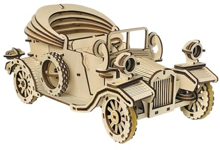 Jsnwernb 3D Holzpuzzle Auto, Mechanische Auto Modell Bausätze Gehirnrätsel Puzzle, Sammelbares Retro Geduldspiel Bauset Für Jugendliche Erwachsene Familie Freunde