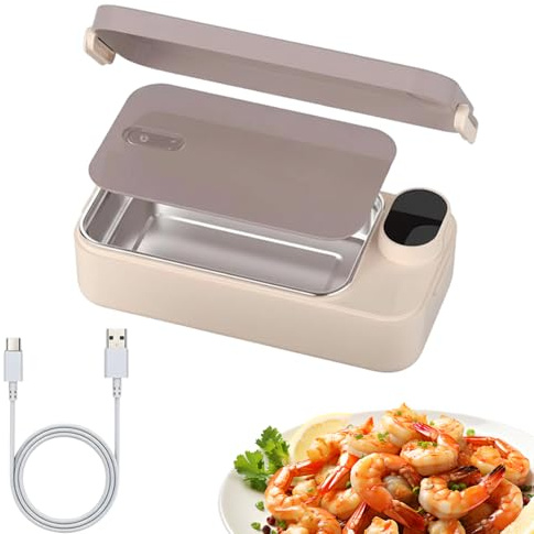 Uonguon Contenitore per il pranzo riscaldato – Scaldavivande elettrico portatile, contenitore ricaricabile in acciaio con riscaldamento veloce e uniforme, contenitore elettrico per il pranzo