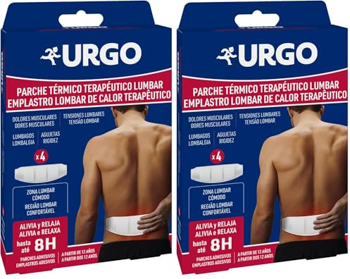 Urgo - Parche térmico terapéutico lumbar - Indicado para dolores musculares y articulares - Caja con 4 parches de 9 cm x 28,8 cm (Paquete de 2)