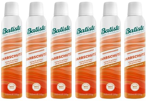 6x Batiste Trockenshampoo Farbschutz,Trockenshampoo zum Auffrischen und Stylen der Haare,für gefärbtes oder getöntes Haar, Ohne Rückstände, Ohne Ausspülen, Haarstyling mit Farbschutz 200ml (6er Pack)