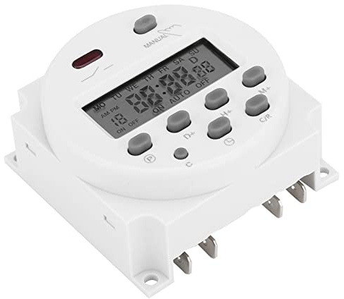 Dioche Temporizador de 12 Voltios CN101A DC 12V Mini LCD Control de Microordenador Digital Interruptor de Temporizador de Alimentación - Alta Precisión, Batería Recargable Incorporada, 17 Funciones